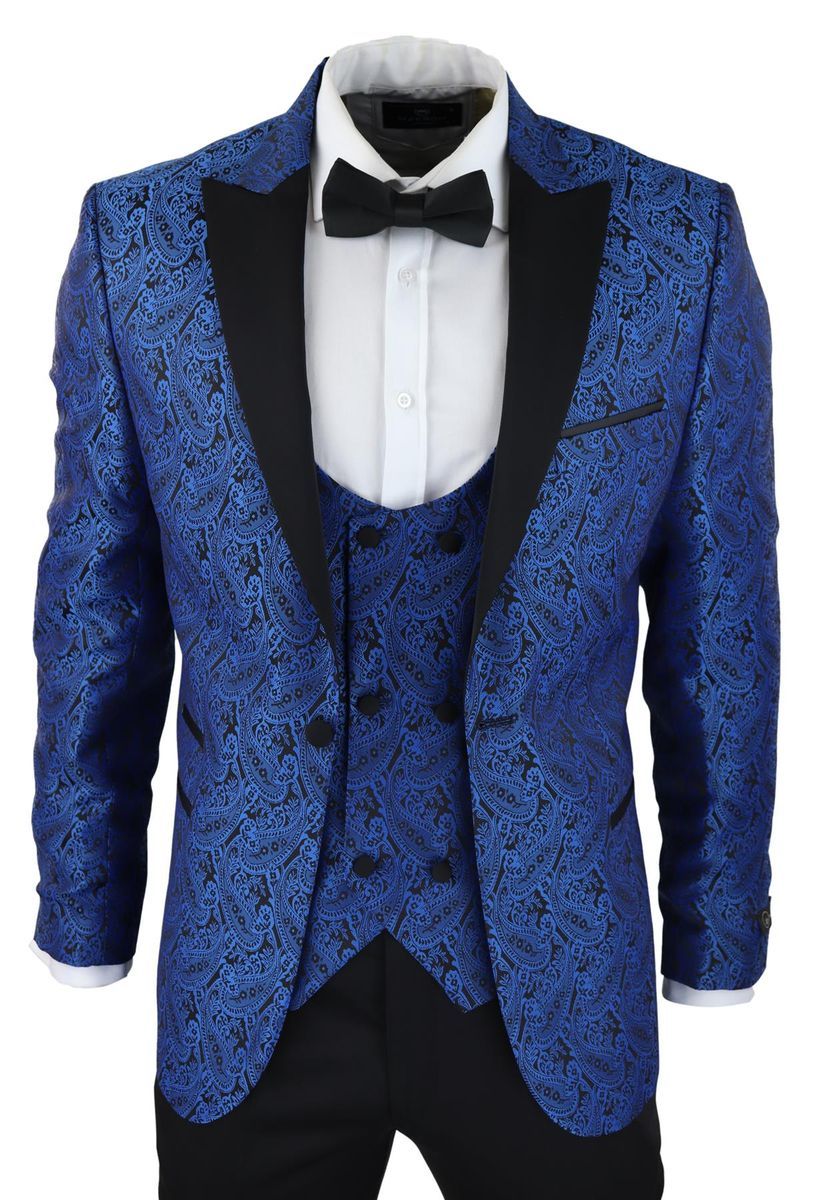 Blaues Paisley-Brokat-Dinnerjackett