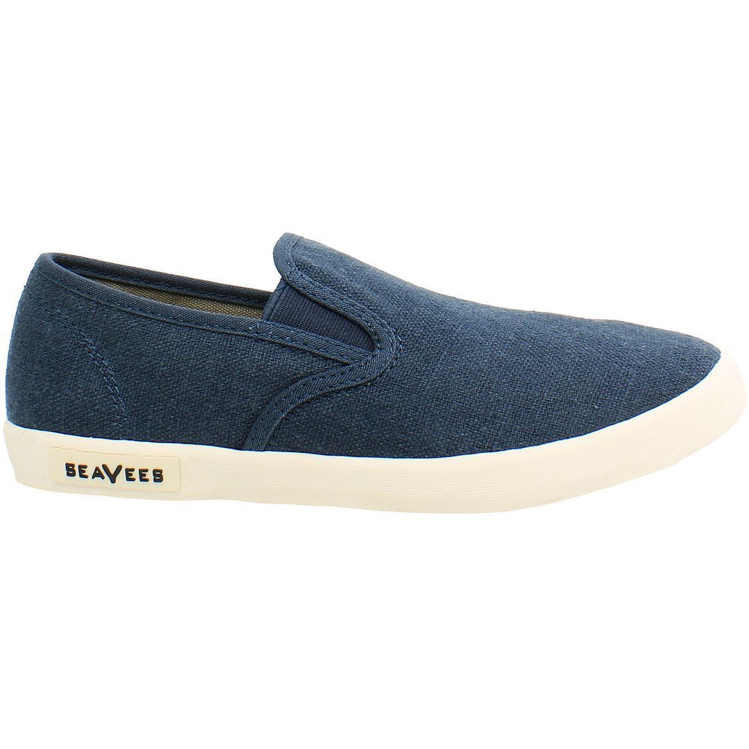 Damen Blaue Segeltuch Stoffschuhe zum Reinschlüpfen