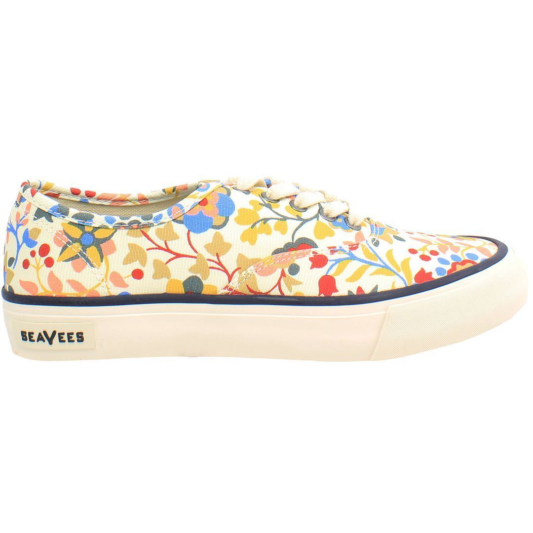 Schnürsneakers aus Canvas mit Blumendruck