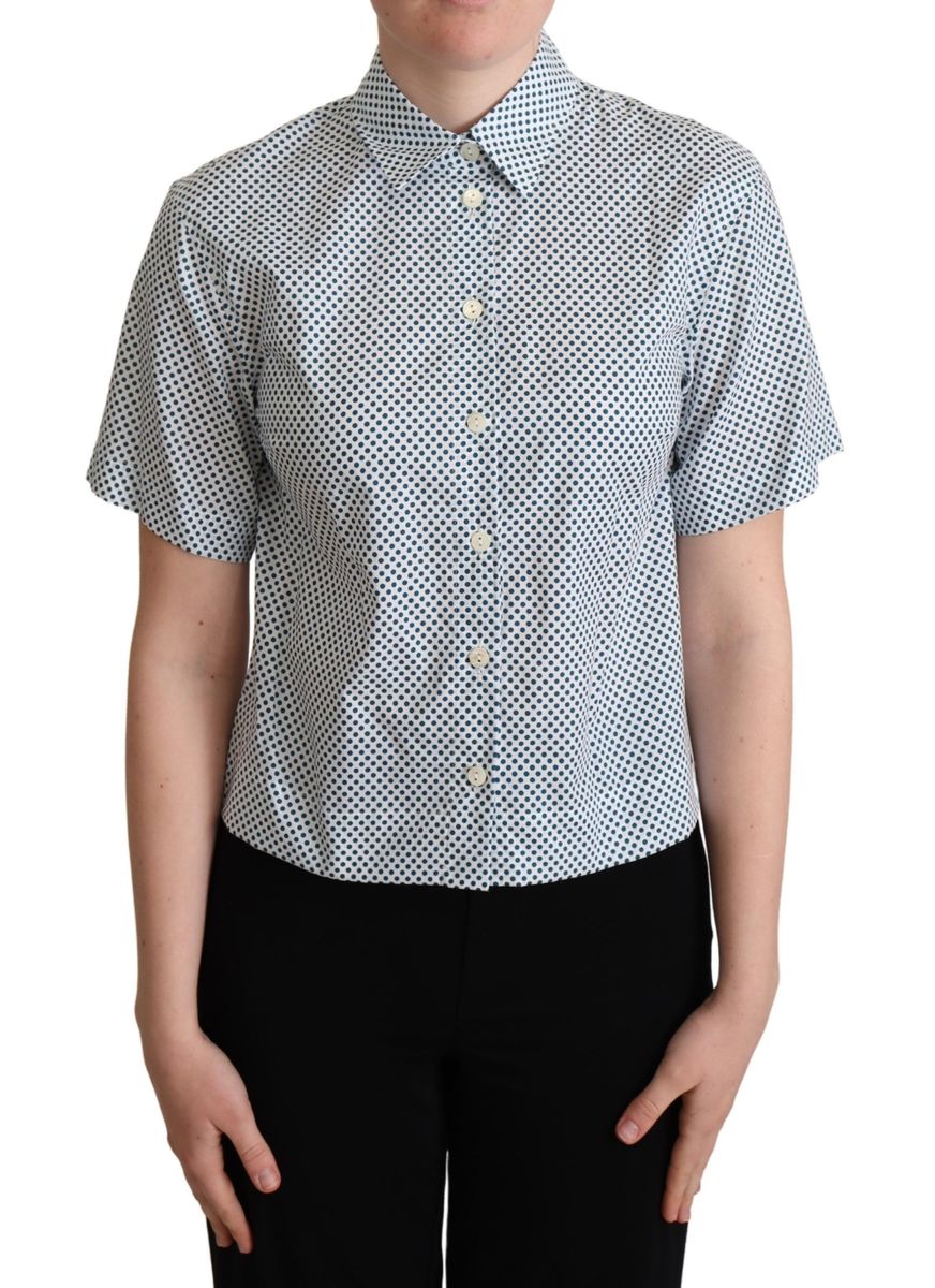 Kurzärmeliges Baumwollhemd mit Polka Dots
