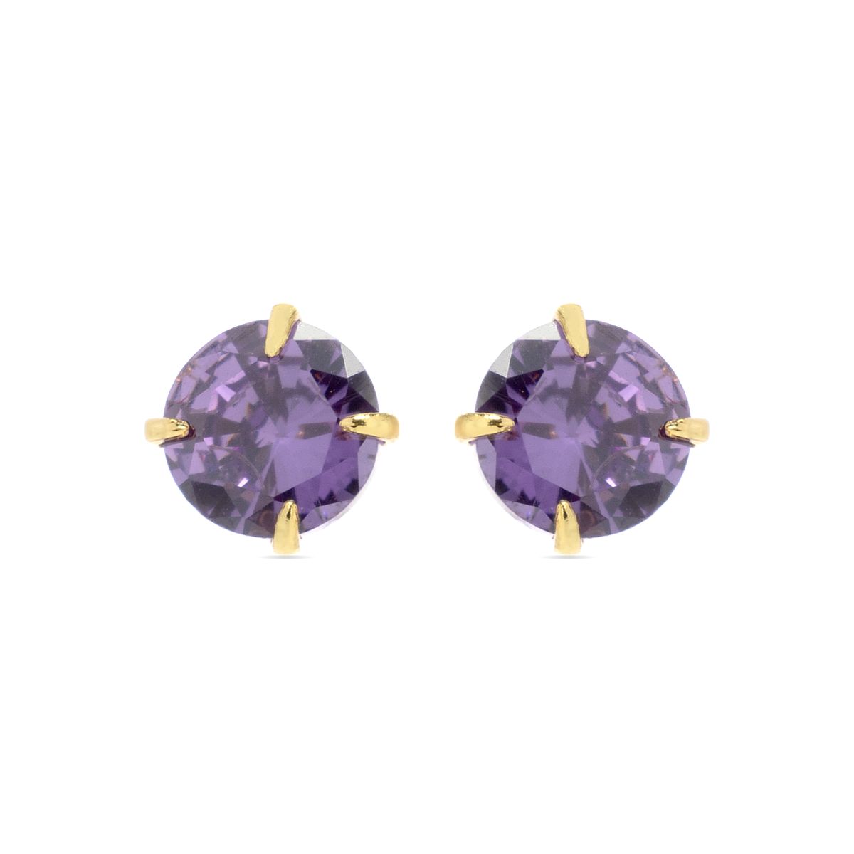 Amethyst Zirkonia Ohrstecker, vergoldet