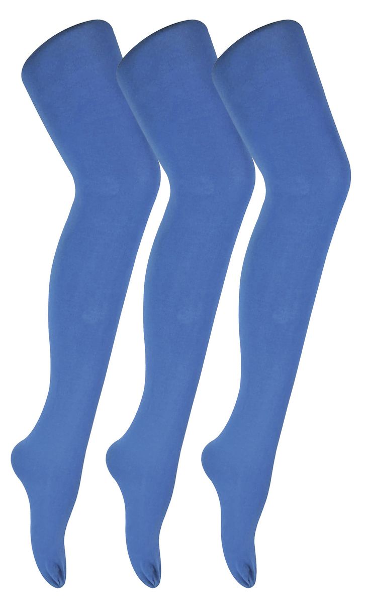 3 Paar Multipack Damen farbige undurchsichtige 80 Denier Strumpfhosen | Socken Snob | Einfarbige Block Farbe Strumpfhosen - Mondschein Blau