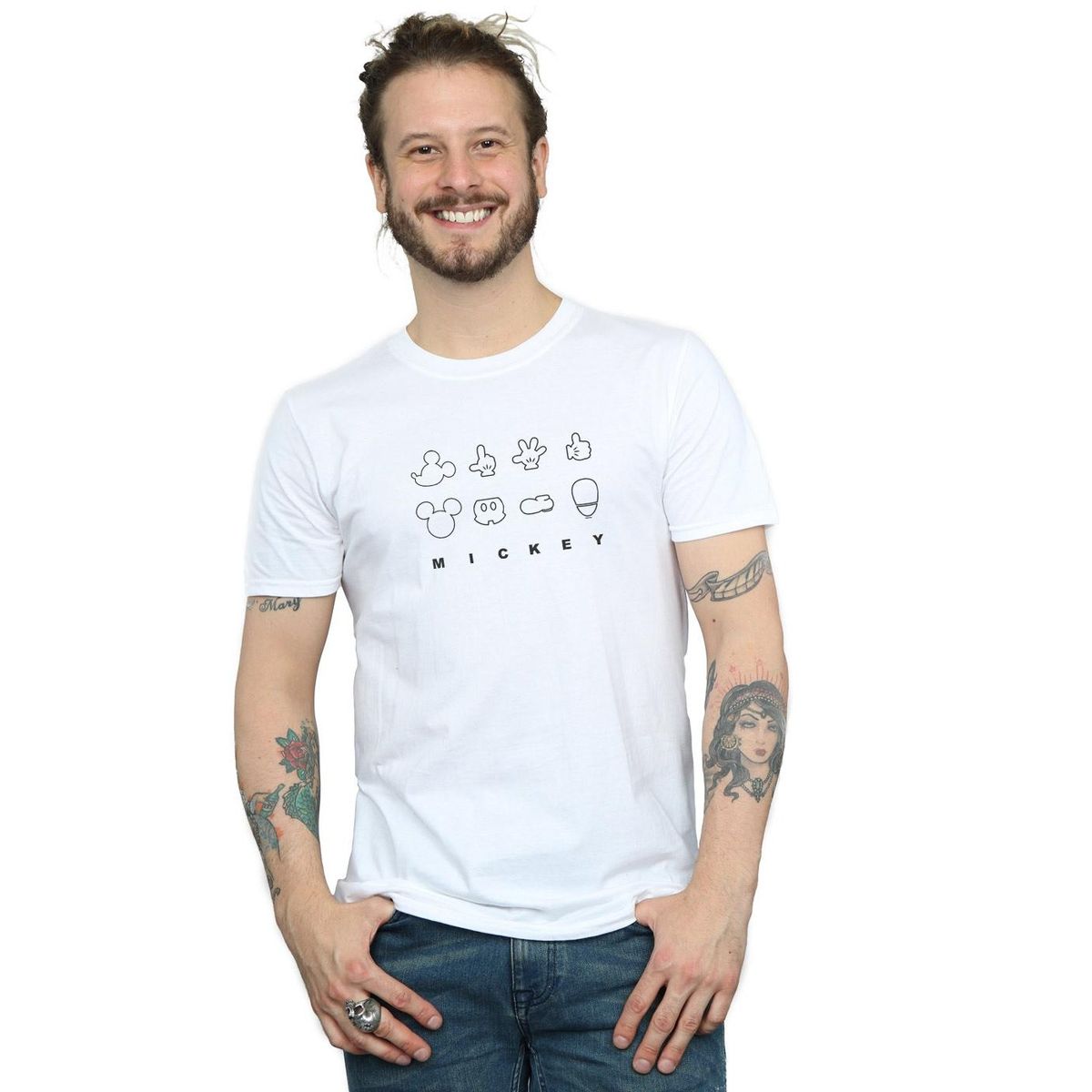 T-Shirt mit dekonstruiertem Charakter-Print