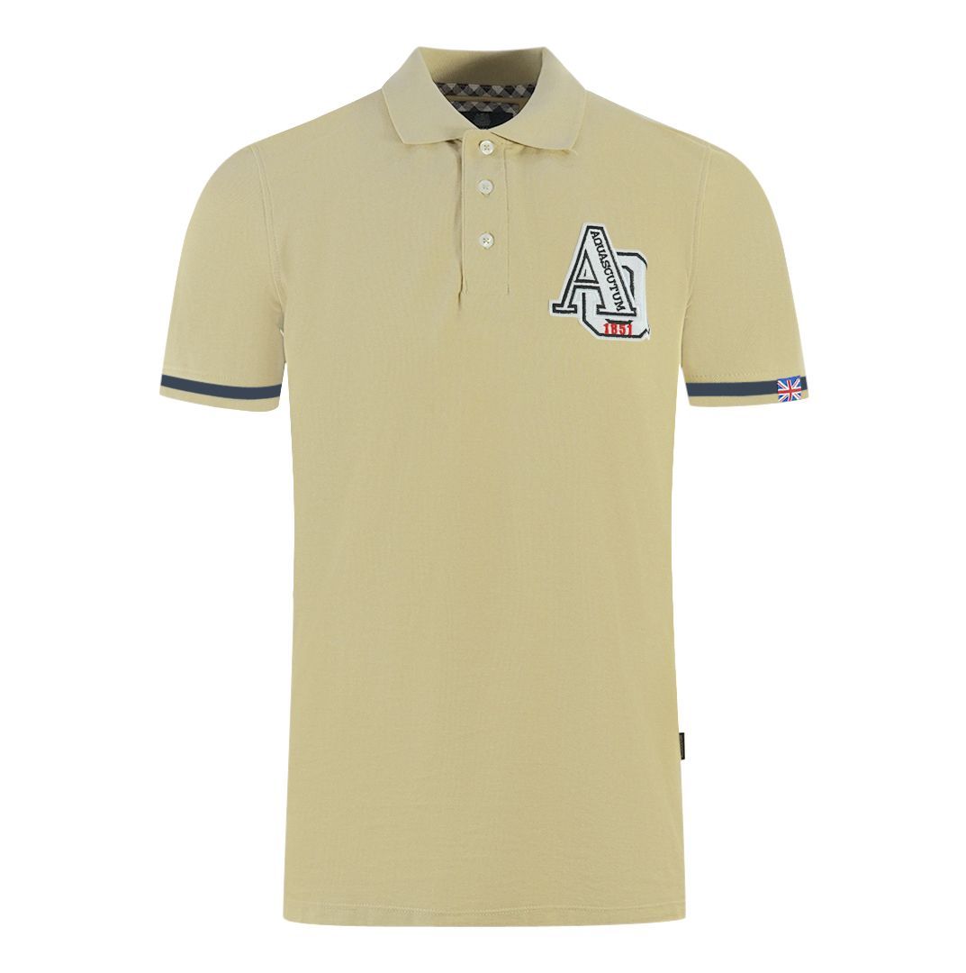Besticktes beiges Baumwoll-Poloshirt