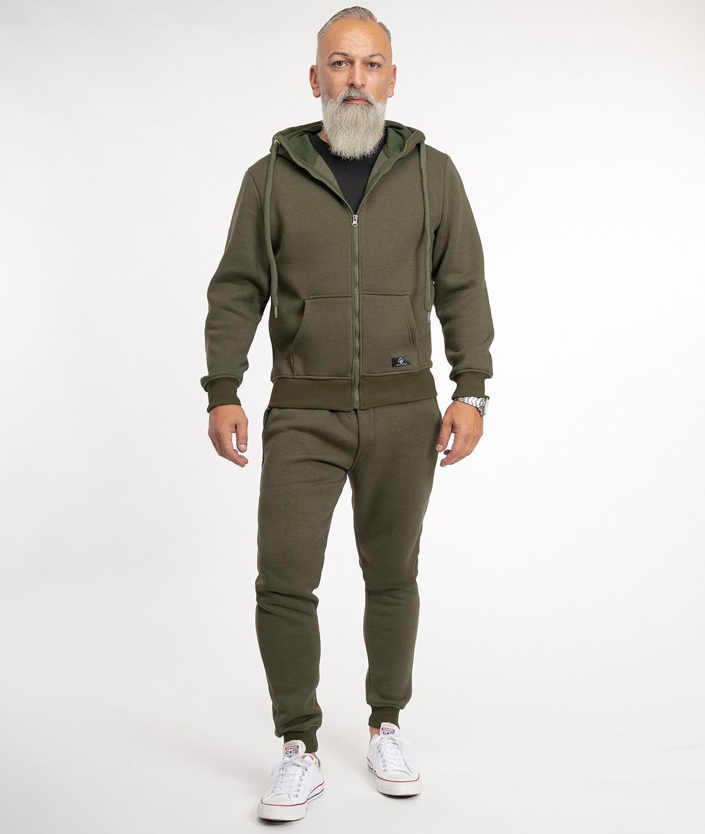 Herren Khaki Trainingsanzug mit Reißverschluss