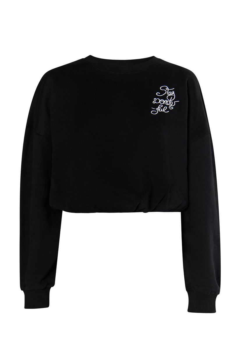 Mymo Sweatshirt kurz Damen schwarz