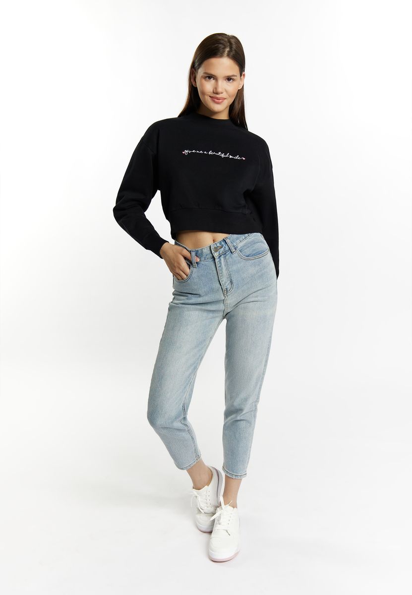 Kurzes Sweatshirt mit Statement-Stickerei