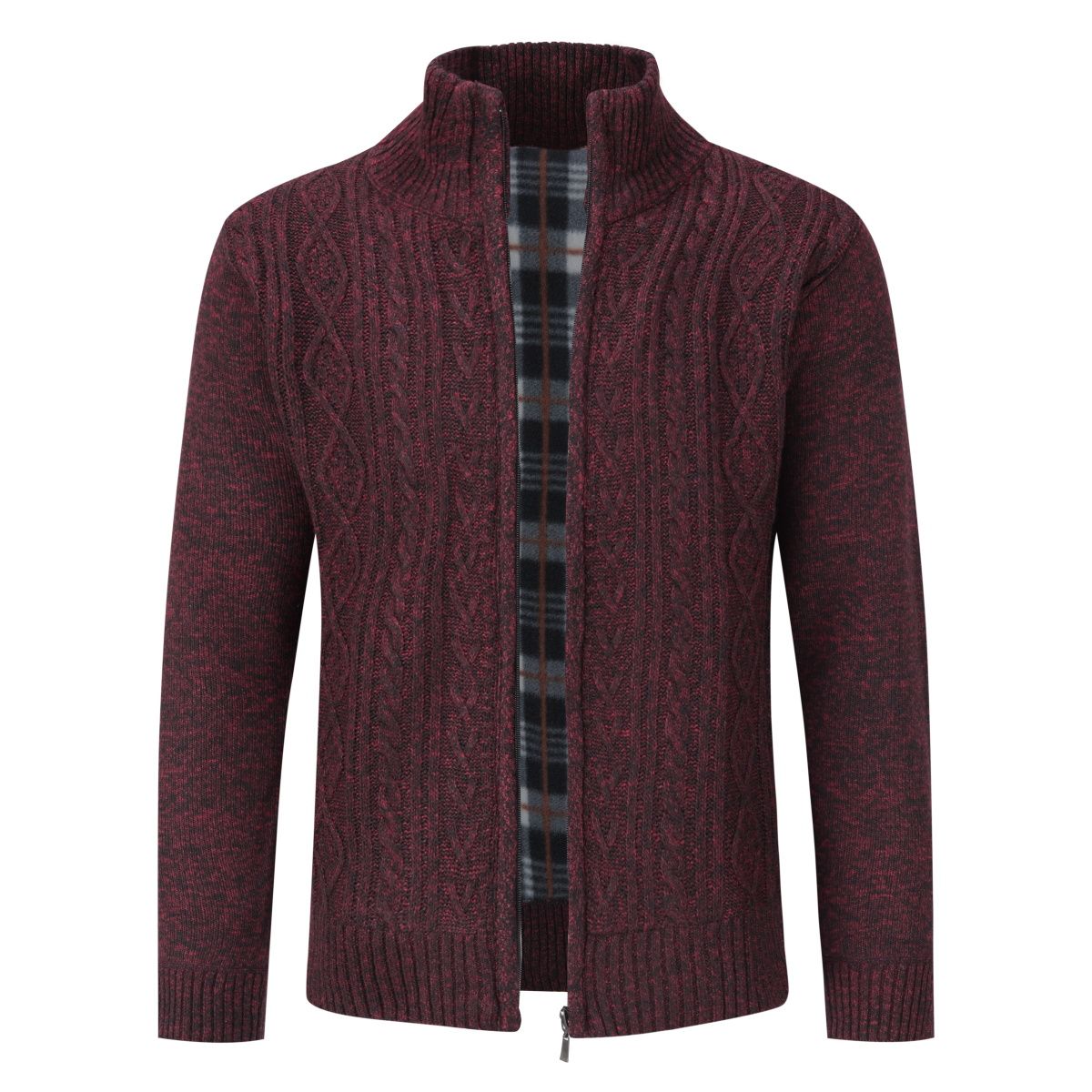 Herren Zopfmuster Strickjacke mit Reißverschluss