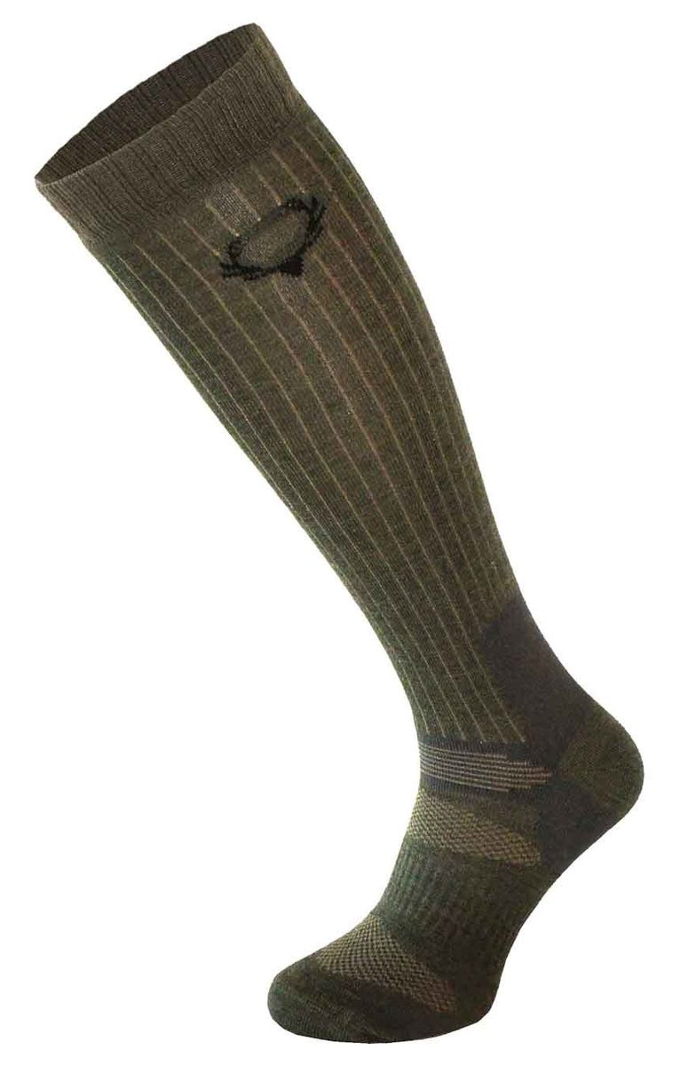 COMODO - Unisex Chaussettes Hautes Laine Merinos pour Randonnée - Vert Kaki