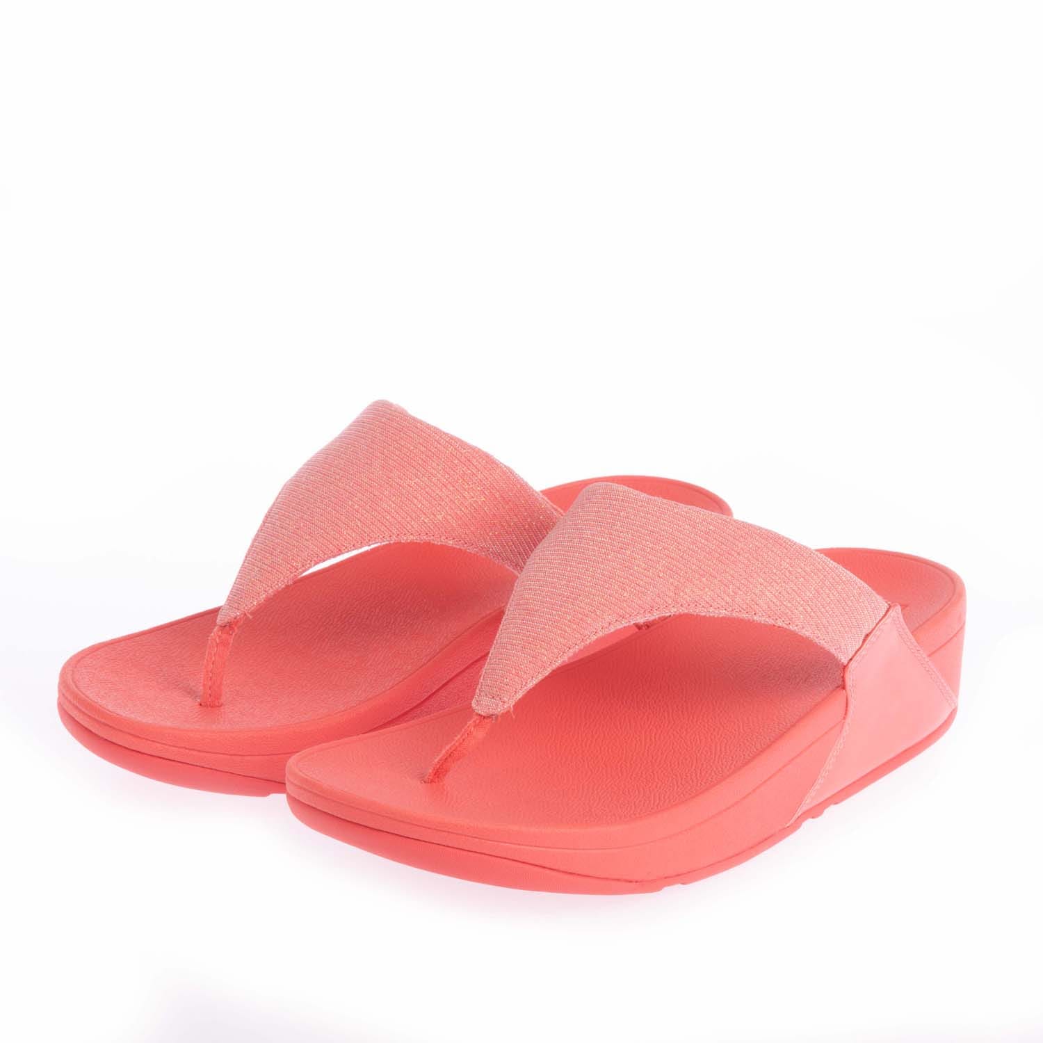 Damen Fit Flop Lulu Shimmerlux Zehenposten Sandalen in Koralle