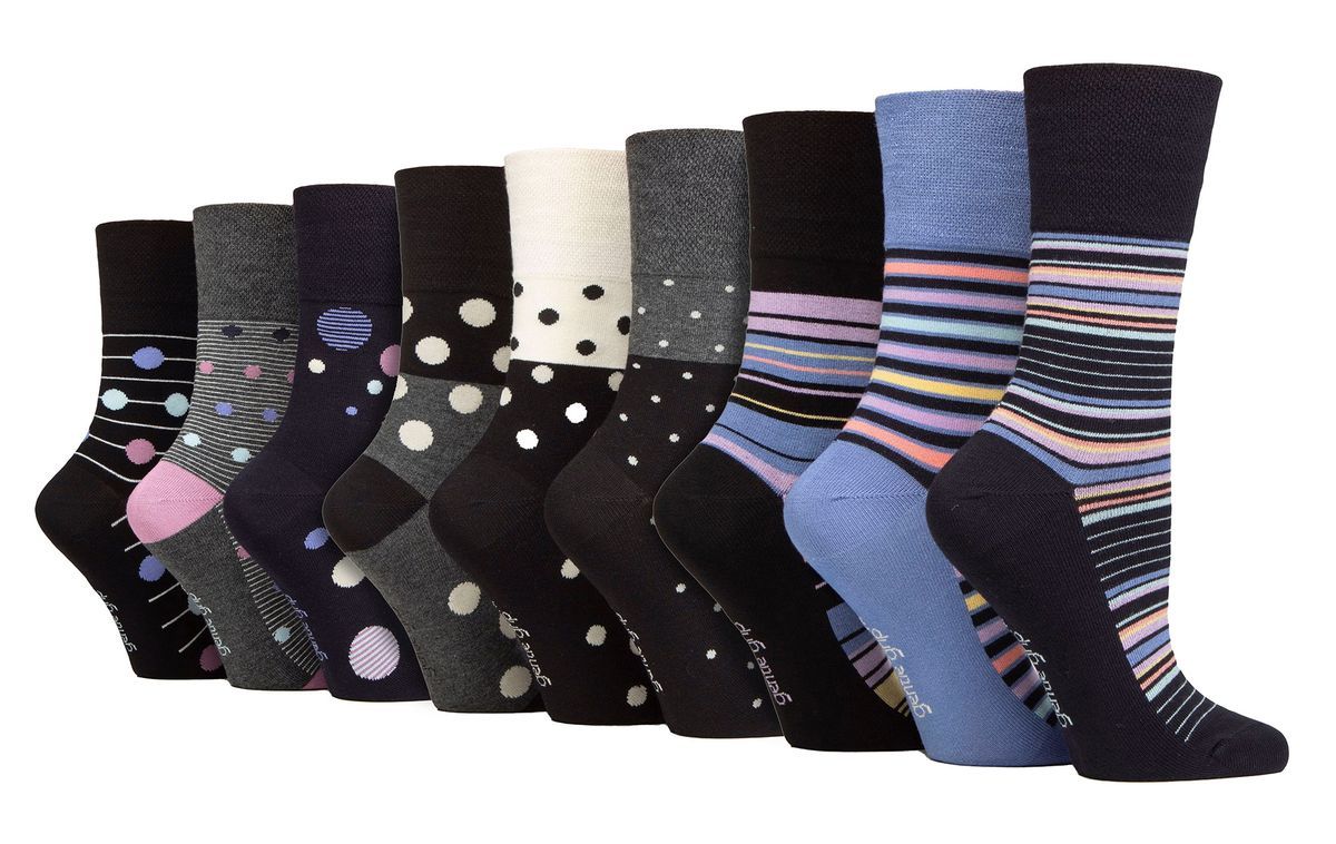 9er-Pack Bambus-Socken Damen | Gentle Grip | Extra Wide Soft Top Non Elastic Socken - SOLRM383940