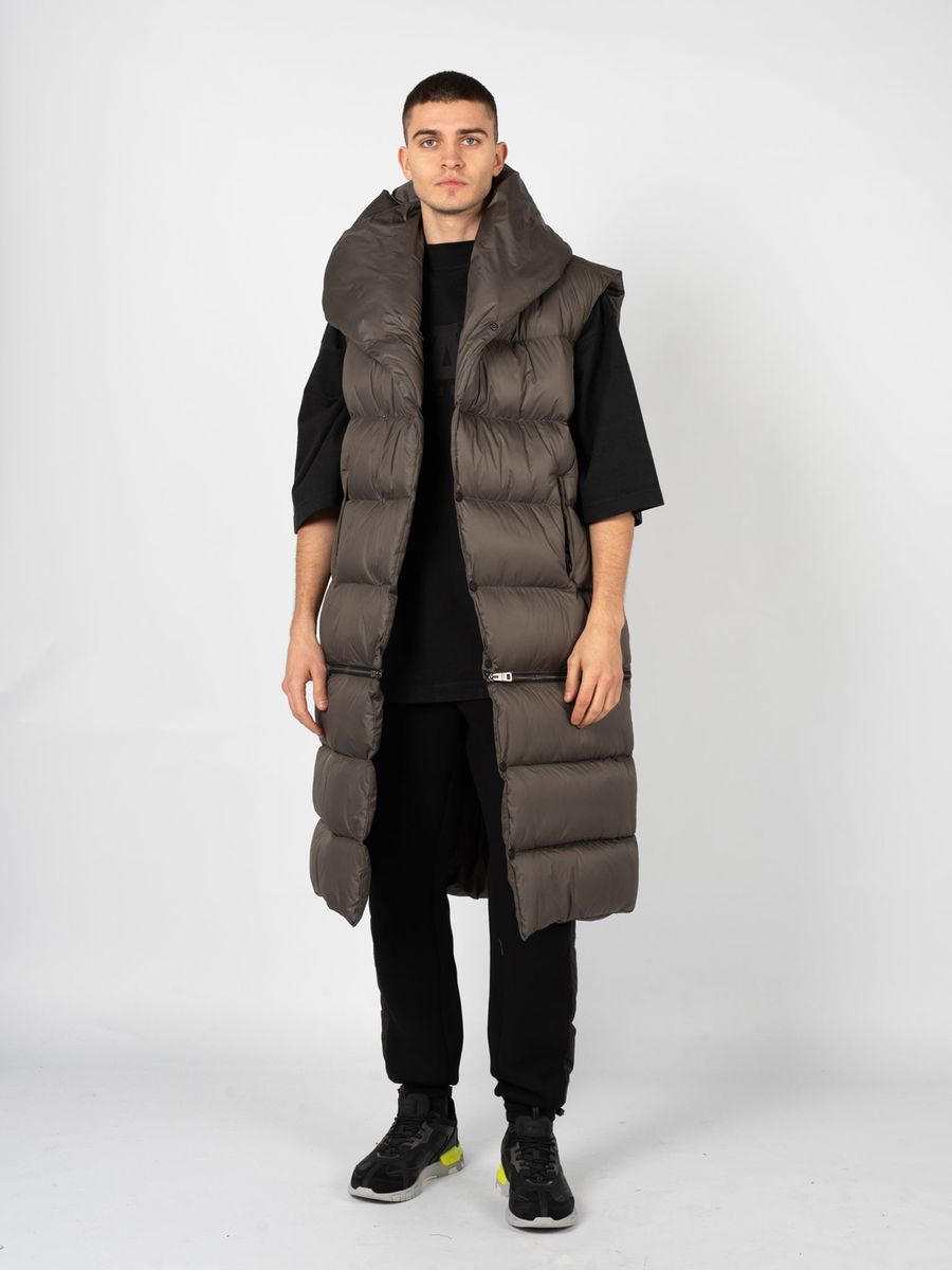 Unisex Longline Puffer Weste mit Kapuze
