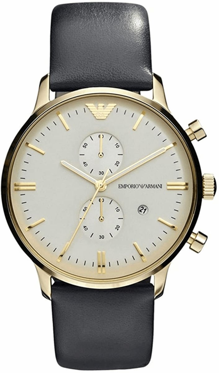 Minimalistische Goldfarbene Uhr mit Lederarmband