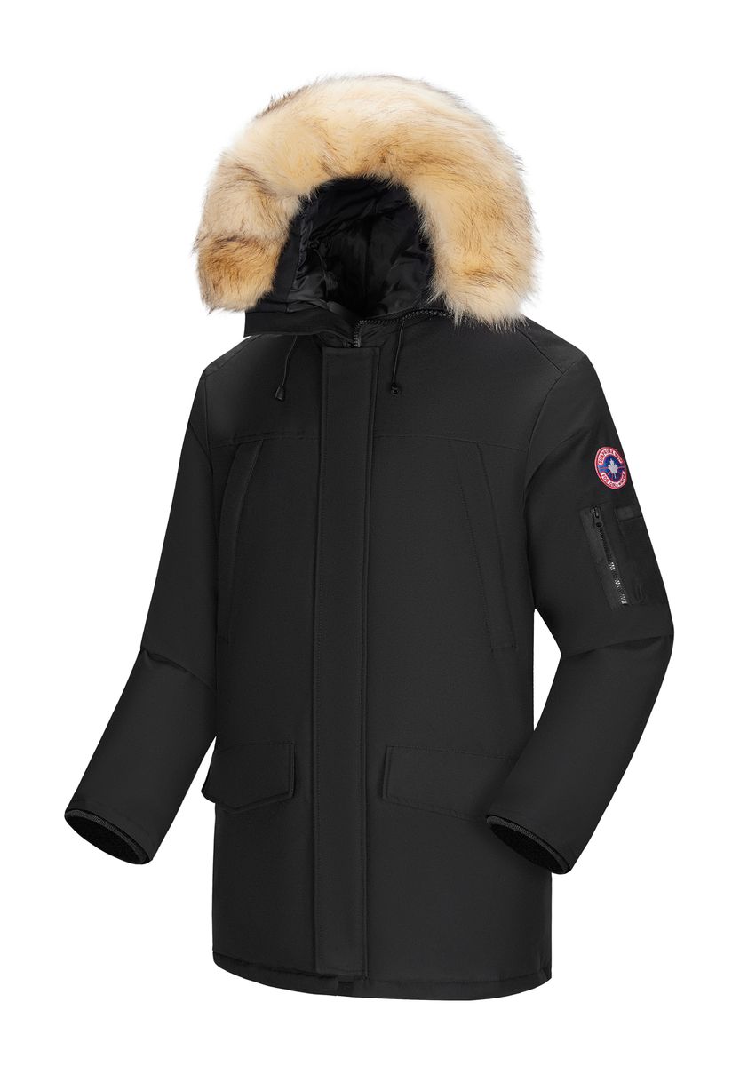 Herren Winterparka mit Kunstfellkapuze