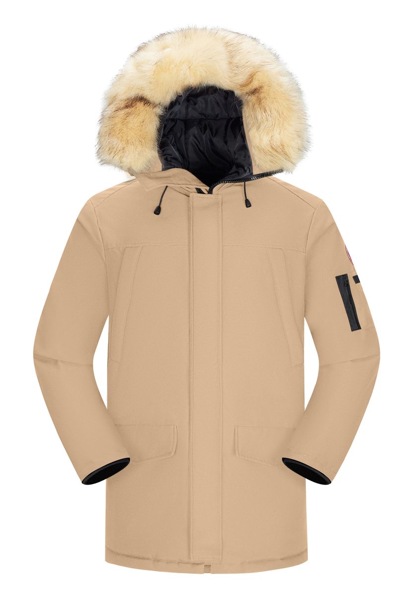 Schwerer Winterparka mit Kunstfell-Kapuze