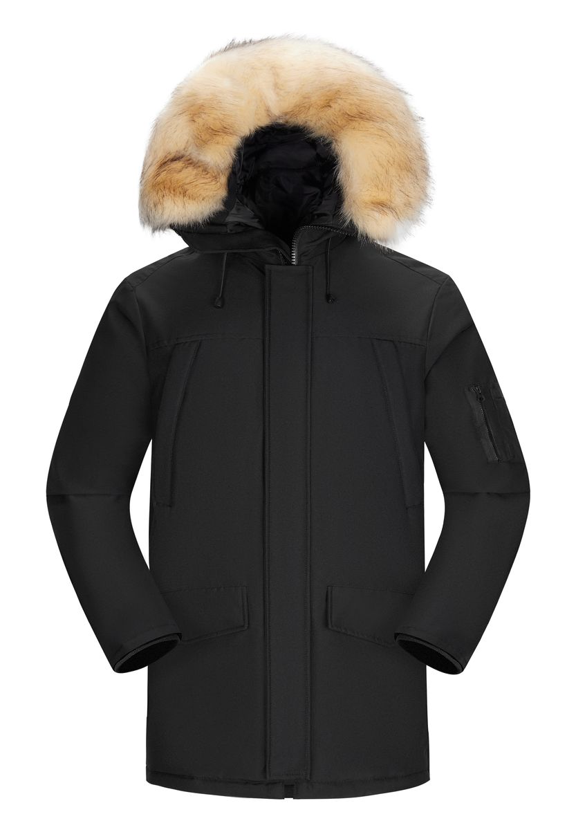 Schwerer Winterparka mit Kunstfell-Kapuze