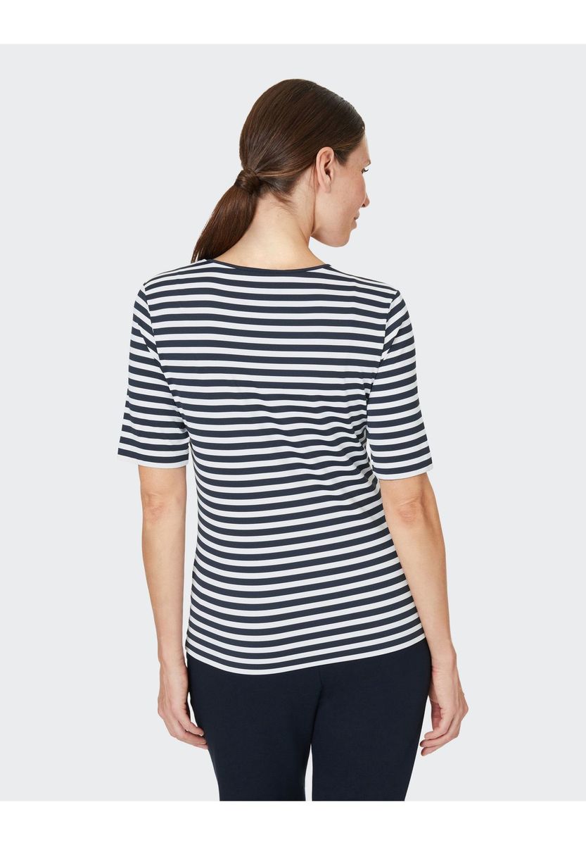 Gestreiftes Baumwollmischungs-T-Shirt