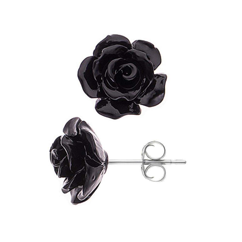 Schwarze Rosenohrstecker