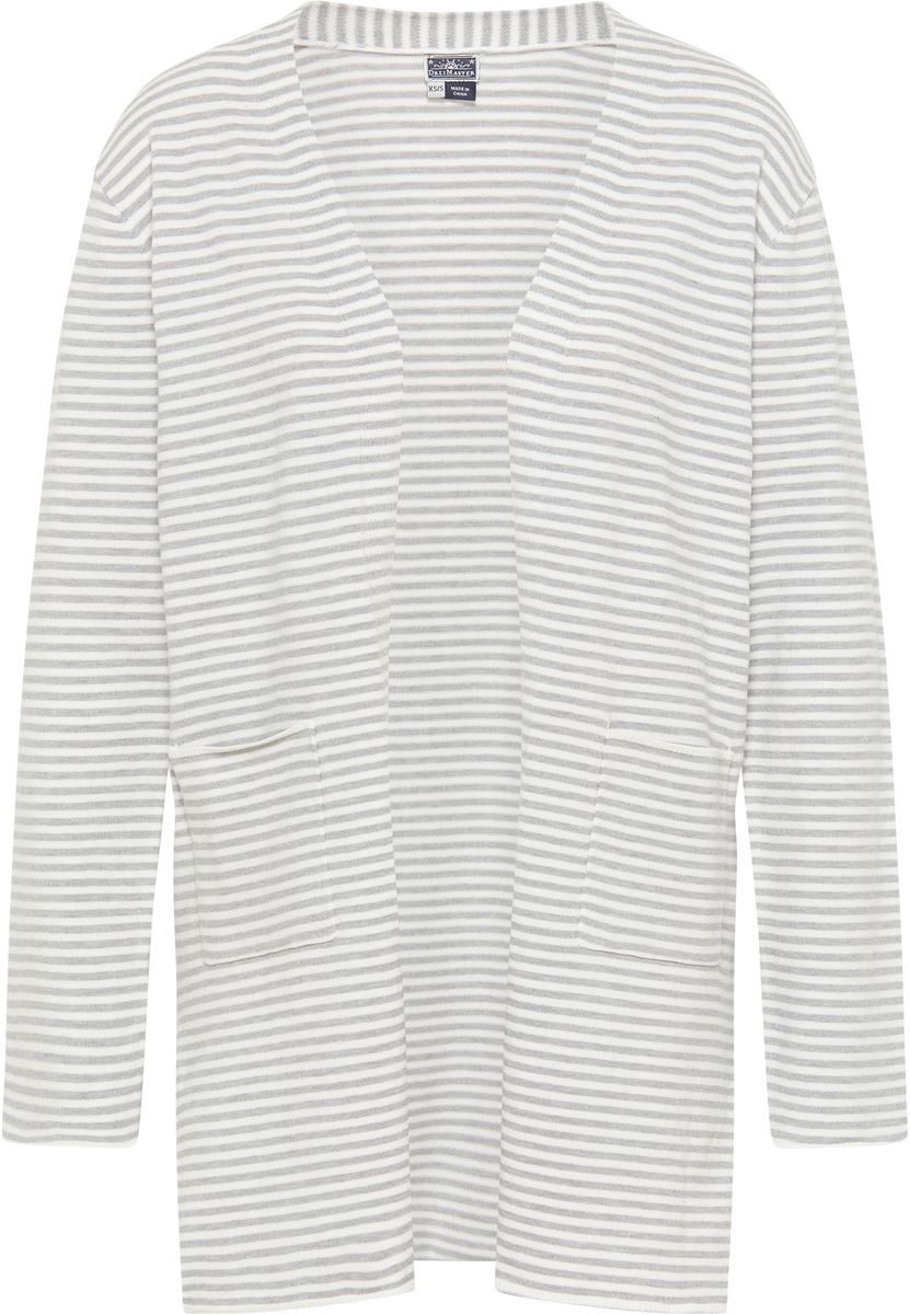 Dreimaster Cardigan Damen Wollweiss Grau Melange