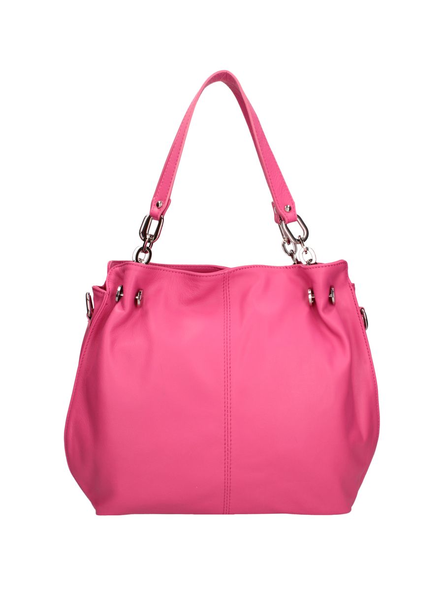 Fuchsia Ledertasche mit Kette