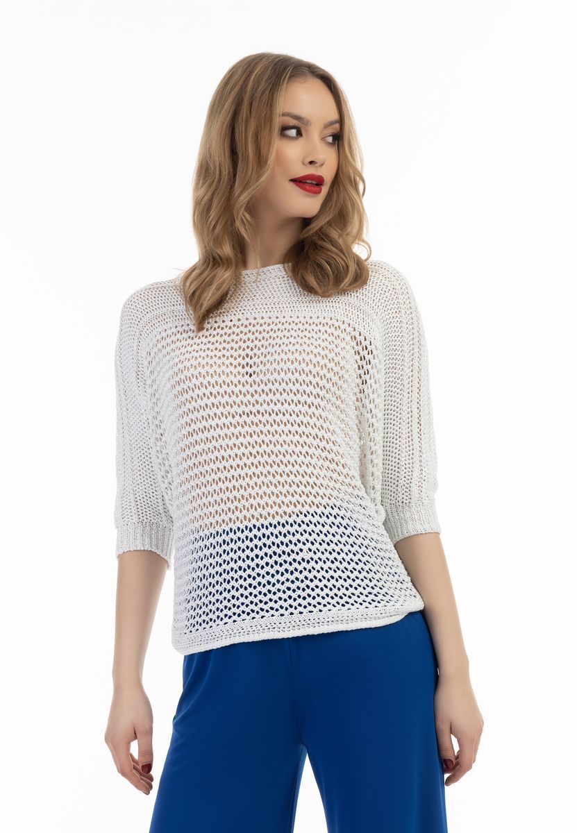 Locker Strickpullover mit Weitem Maschenmuster