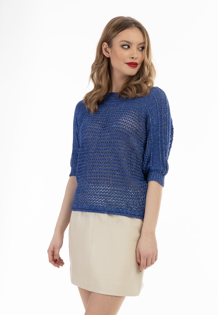Locker Strickpullover mit Weitem Maschenmuster