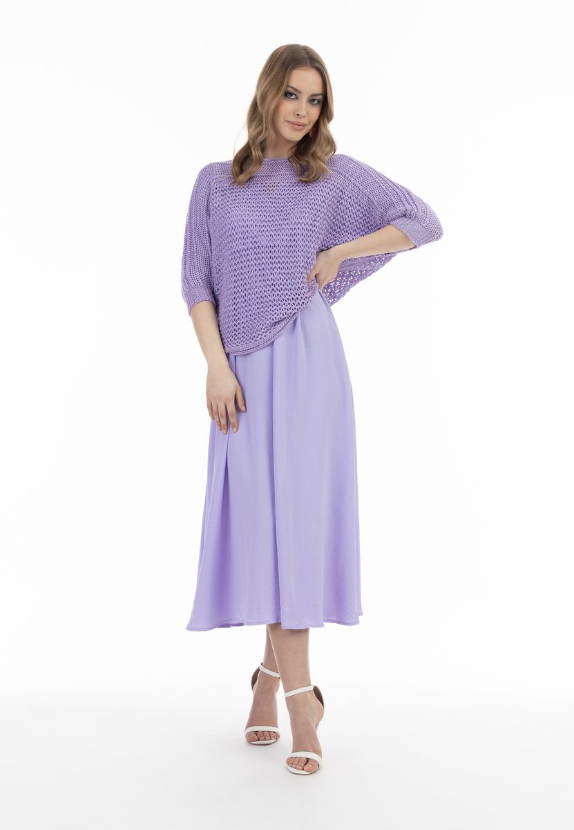 Locker Strickpullover mit Weitem Maschenmuster