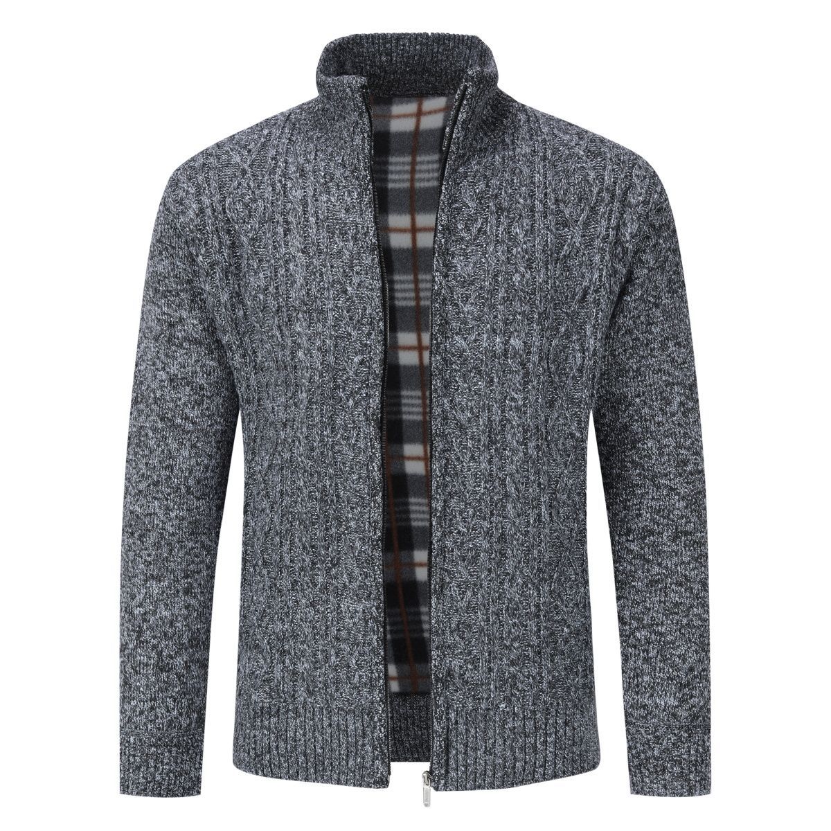 Herren Strickjacke mit Reißverschluss und Strukturmuster