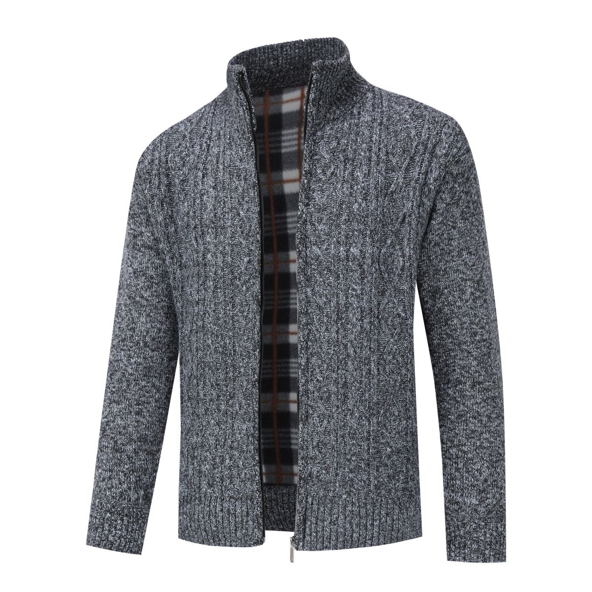Grobstrick-Cardigan mit Fleecefutter