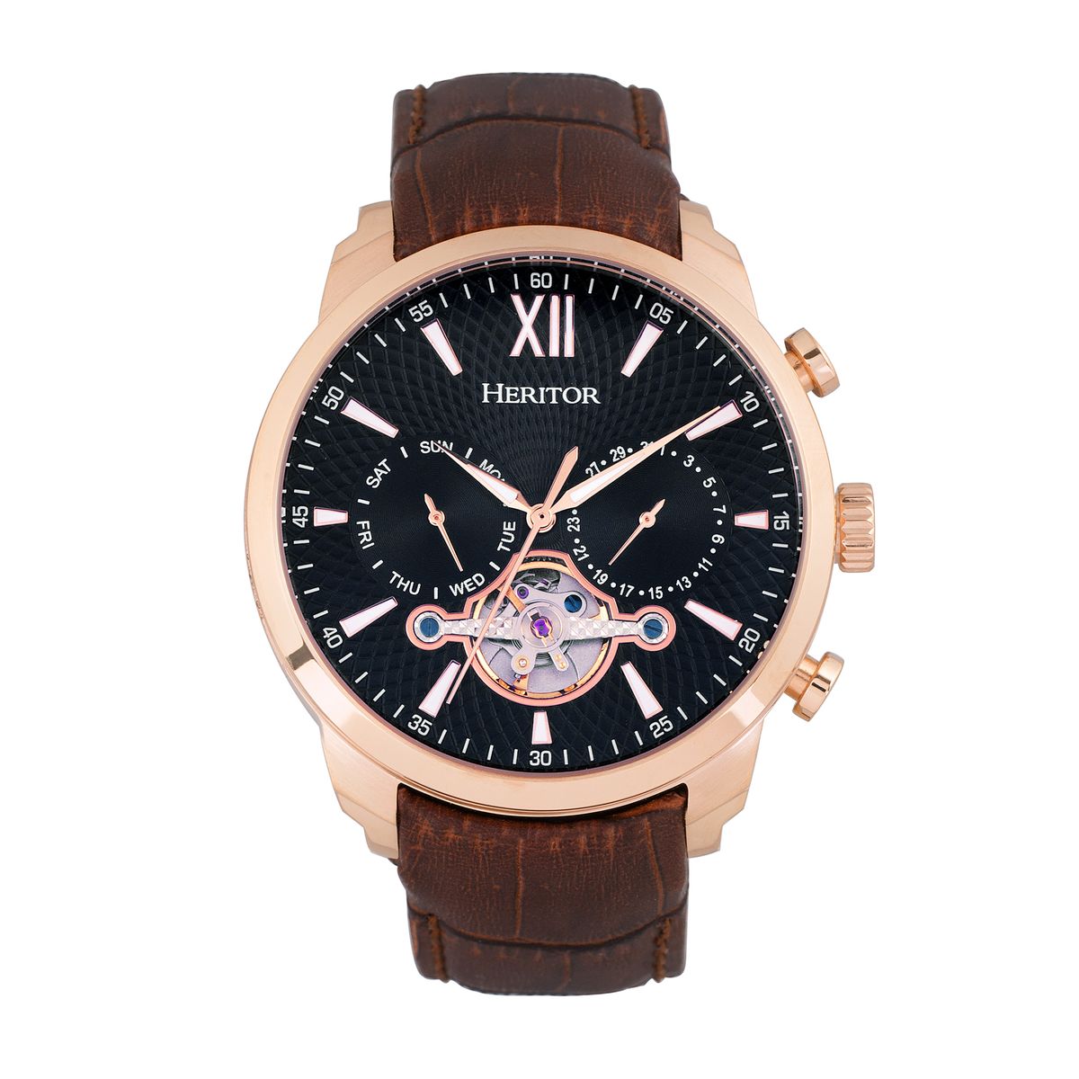 Herrenuhr Goldfarben mit braunem Lederarmband