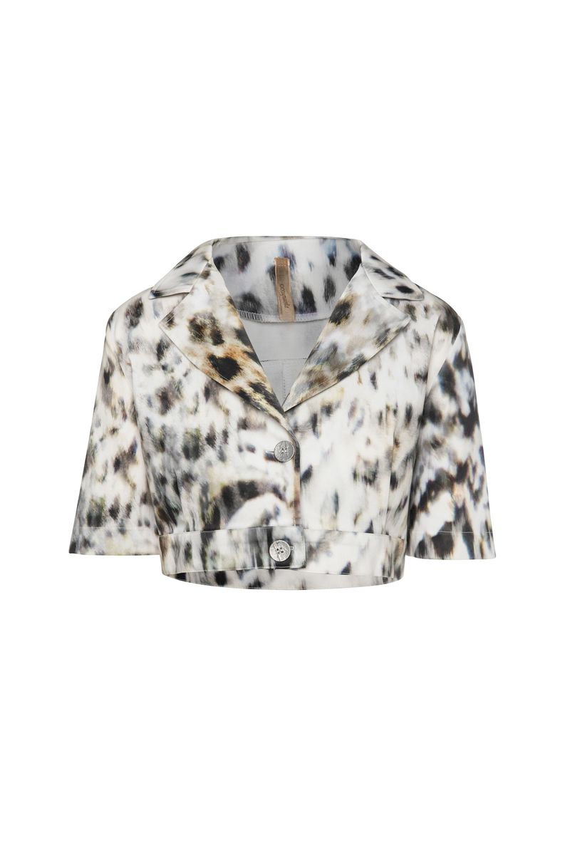 Kurzjacke mit Tierdruck und Stretch