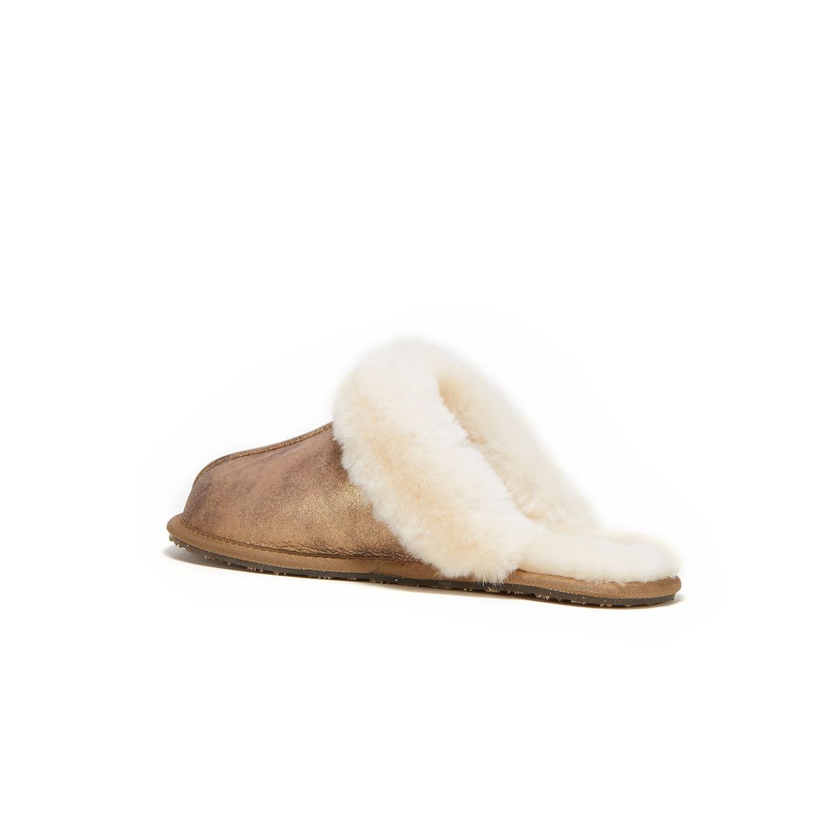 Lammfell-Pantoletten in Antik-Gold