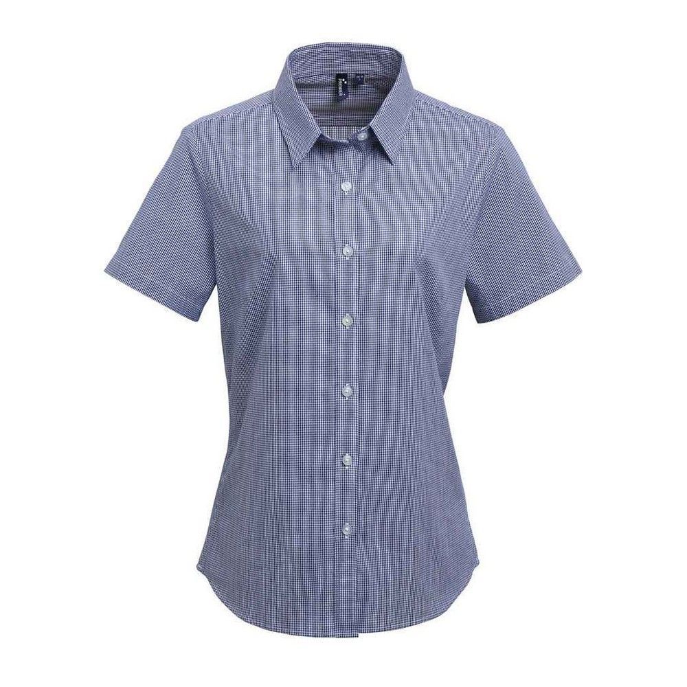 Taillierte Gingham-Kurzarmbluse