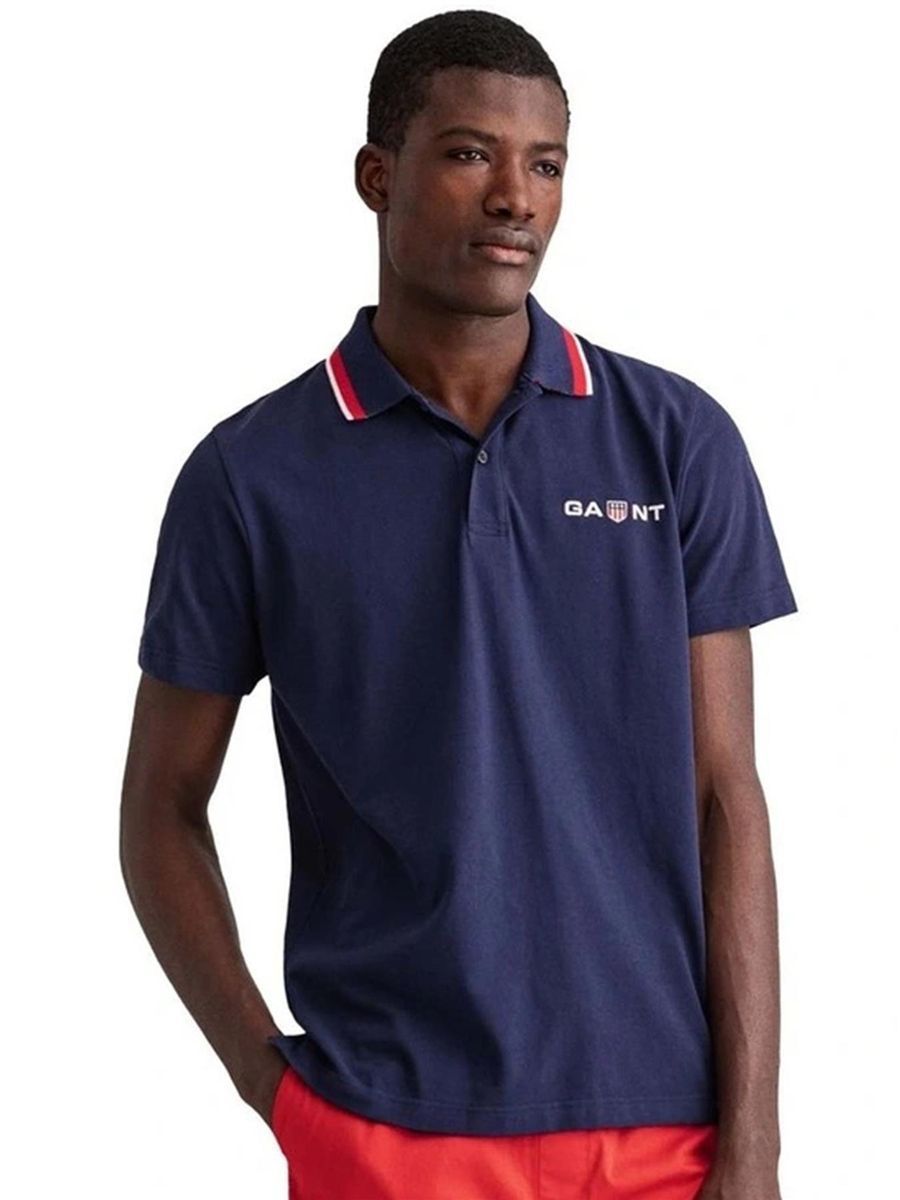 Herren Retro Schild Baumwoll-Poloshirt