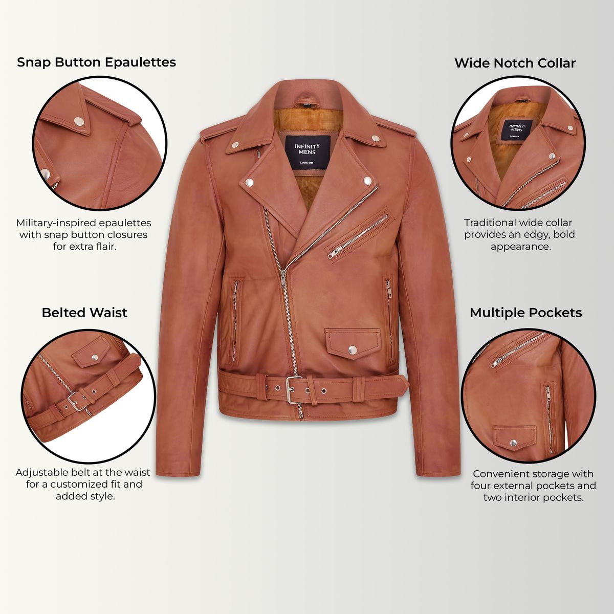 Klassische Brando Leder Bikerjacke