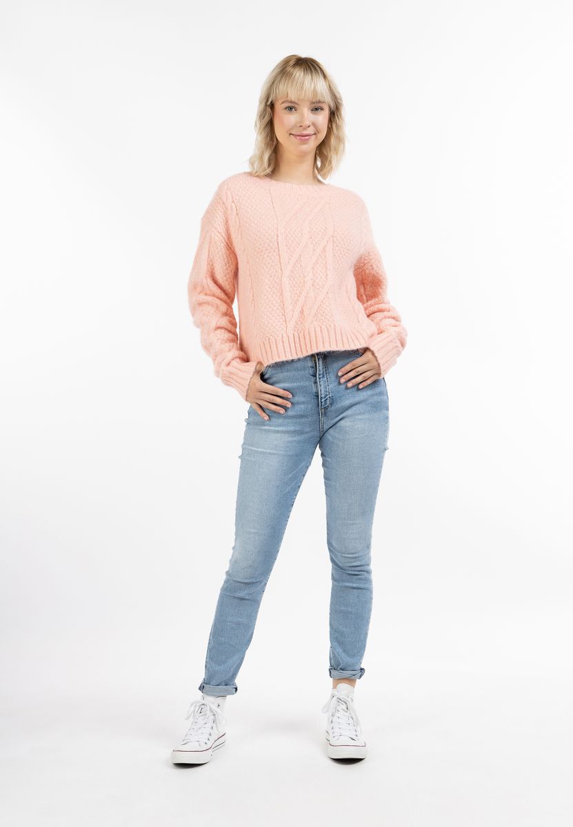 Kurzer Zopfmuster-Strickpullover