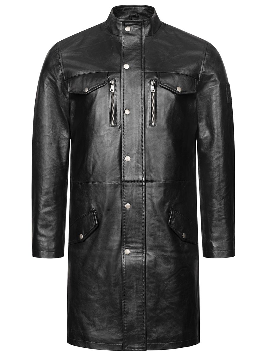 Robuster langer Leder-Fieldcoat
