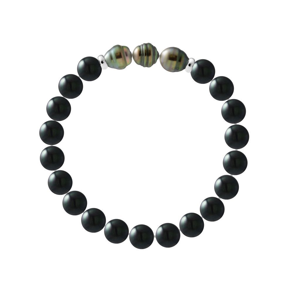 Tahiti-Perlen und Onyx Armband