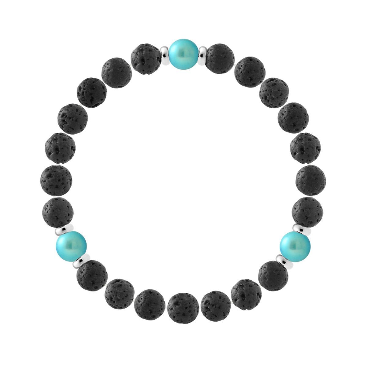 Lava Stein Perlenarmband mit Perle