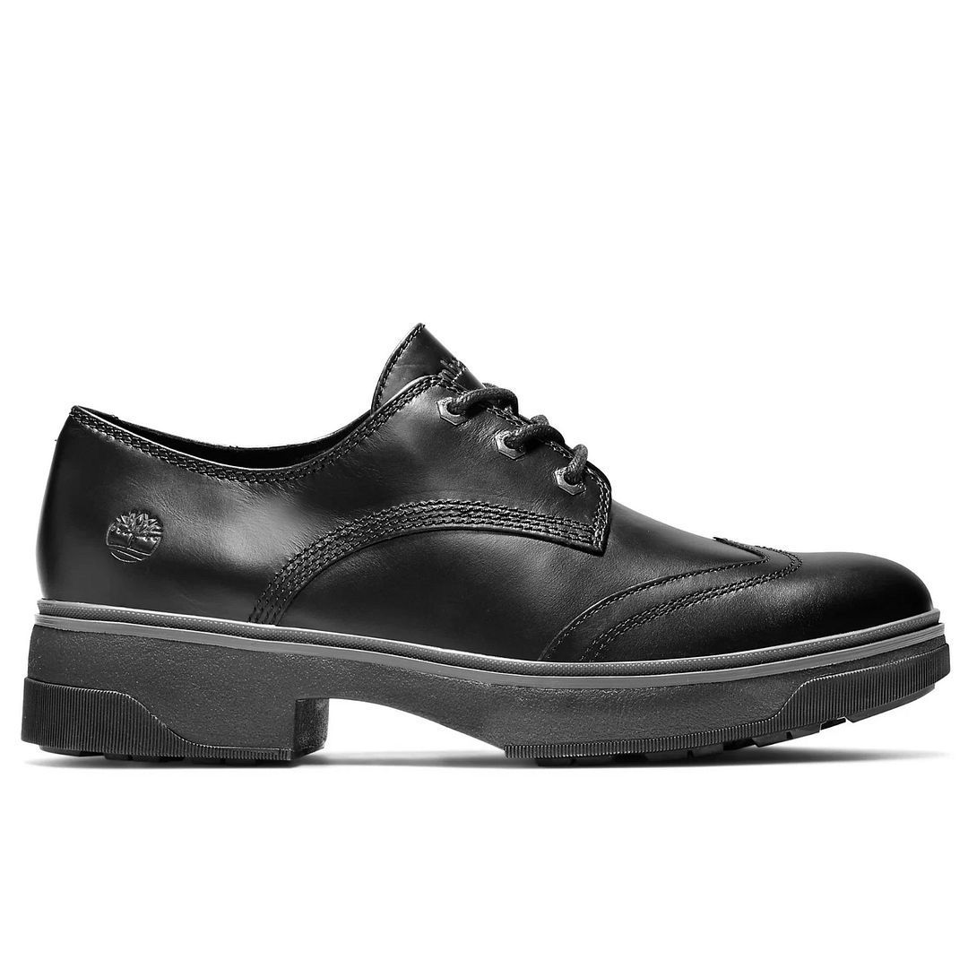 Schwarze Brogue Oxford Lederschuhe