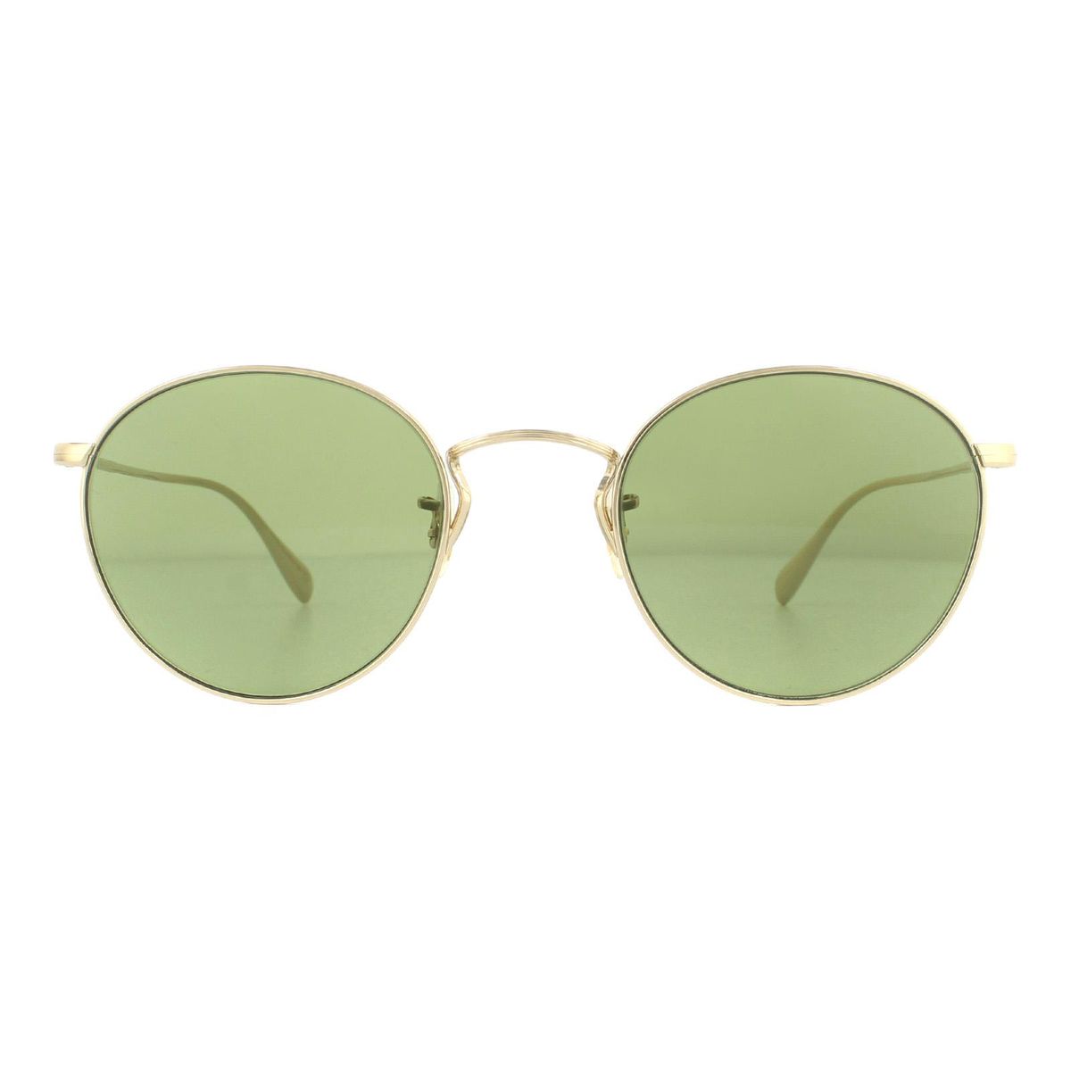 Runde goldene Sonnenbrille mit grünen Gläsern