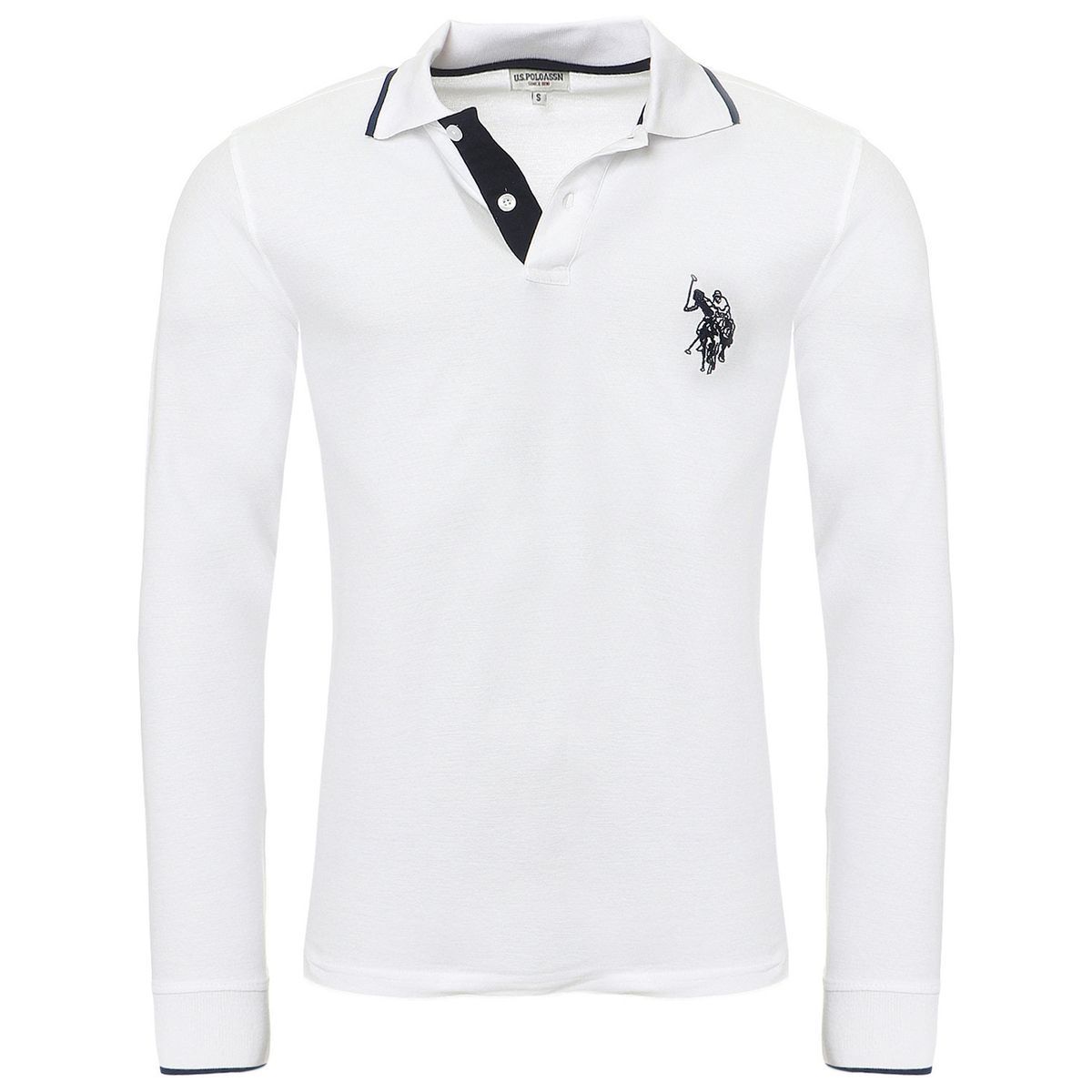 Klassisches weißes Langarm-Poloshirt