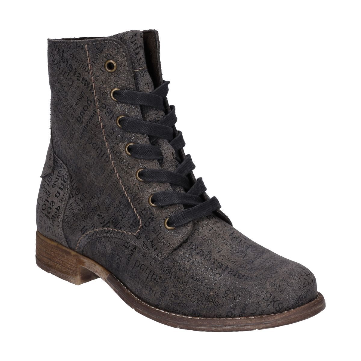 Stiefeletten aus bedrucktem Leder zum Schnüren