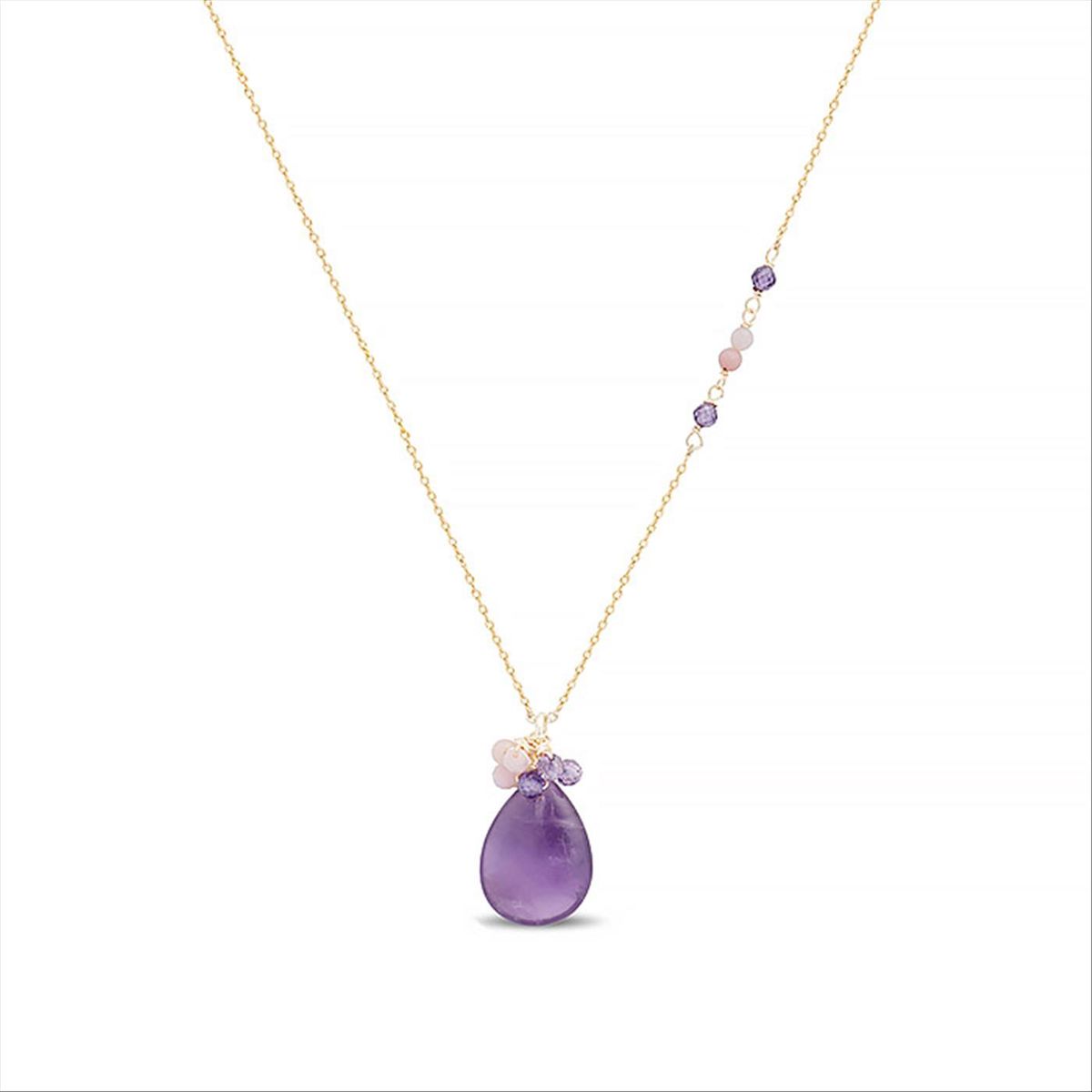 Vergoldete Halskette mit Amethyst-Anhänger