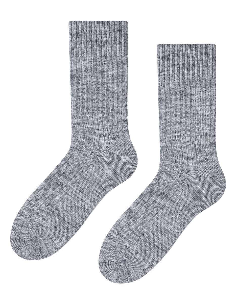 Herren Alpaka Wolle Socken für Winter | Steven | Gestrickte Crew Boot Socken - Hellgrau