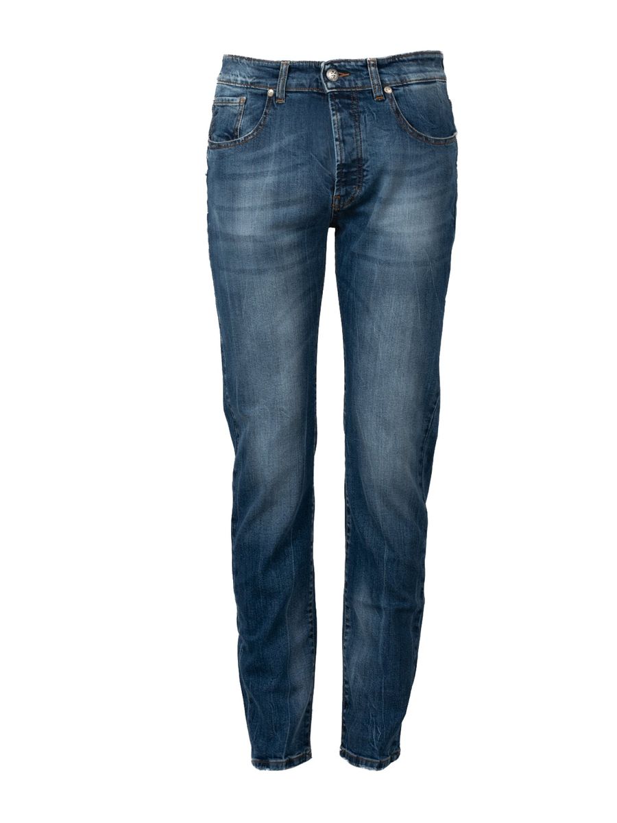 Herren Jeans aus Denim in Blau mit Used-Effekten