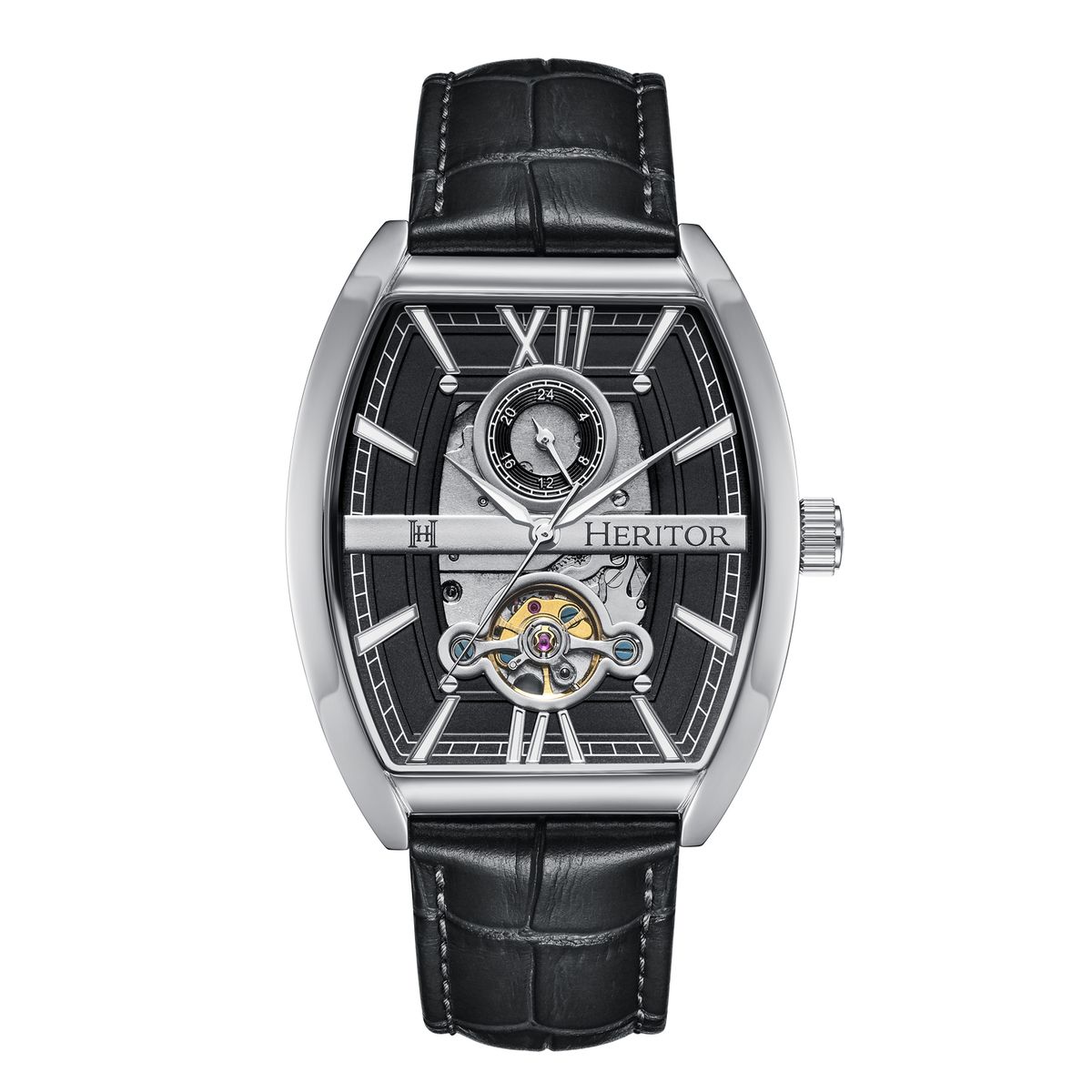 Automatische Semi-Skelett Lederuhr