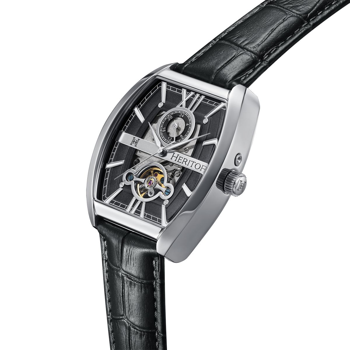 Automatische Semi-Skelett Lederuhr