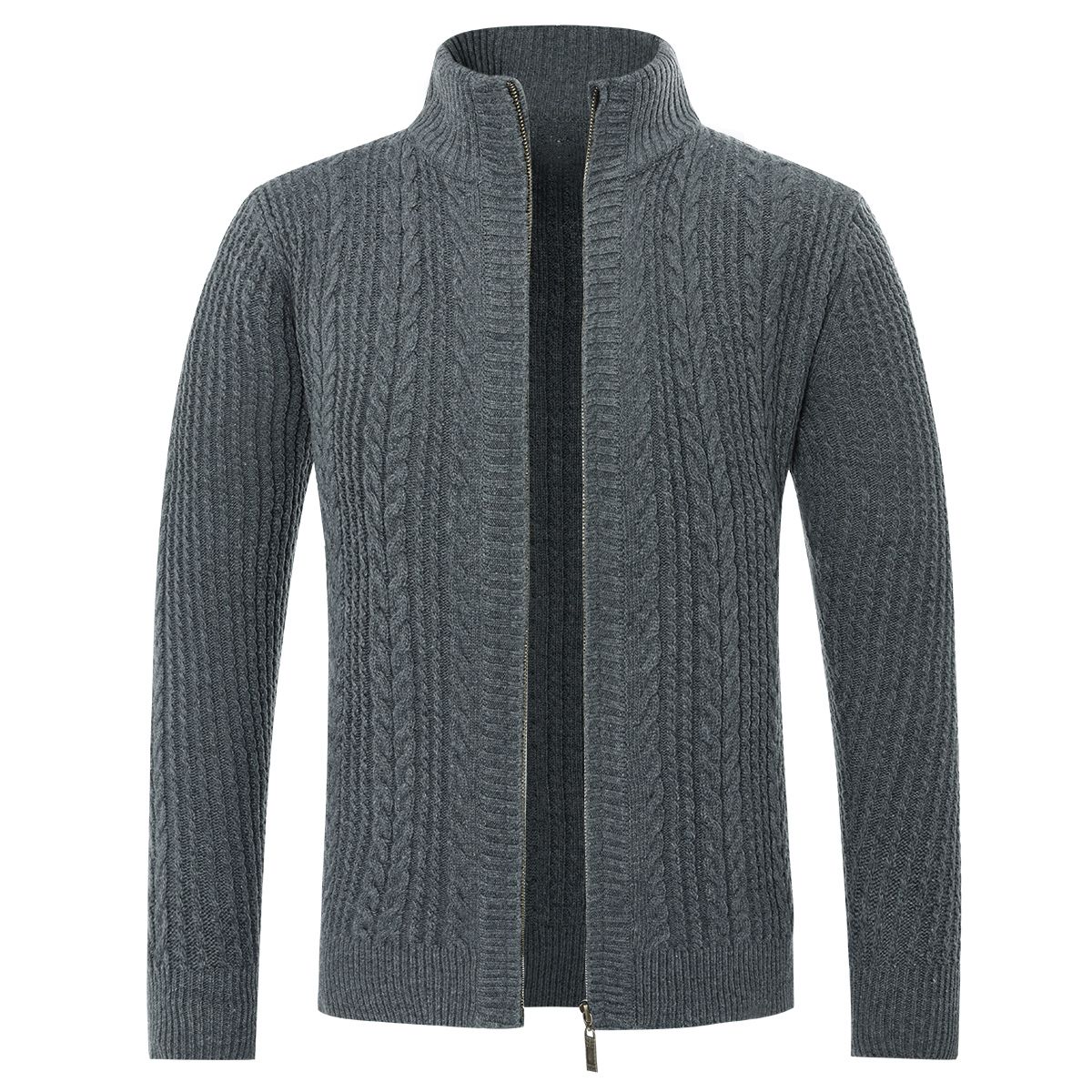 Herren Strickjacke mit Zopfmuster und Reißverschluss