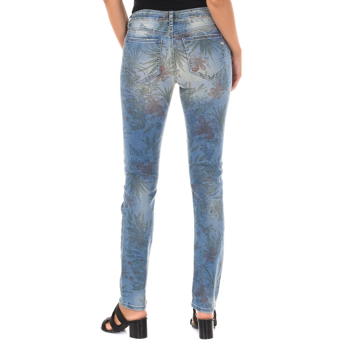 Slim-Fit-Jeans mit Blumenmuster